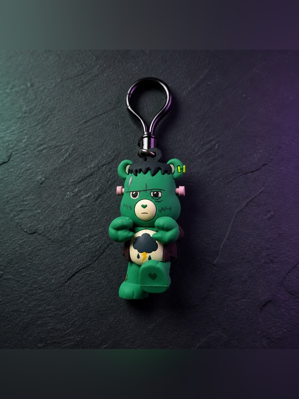 Monogram Care Bears x Universal Monsters Grumpy Bear as Frankenstein bag clip